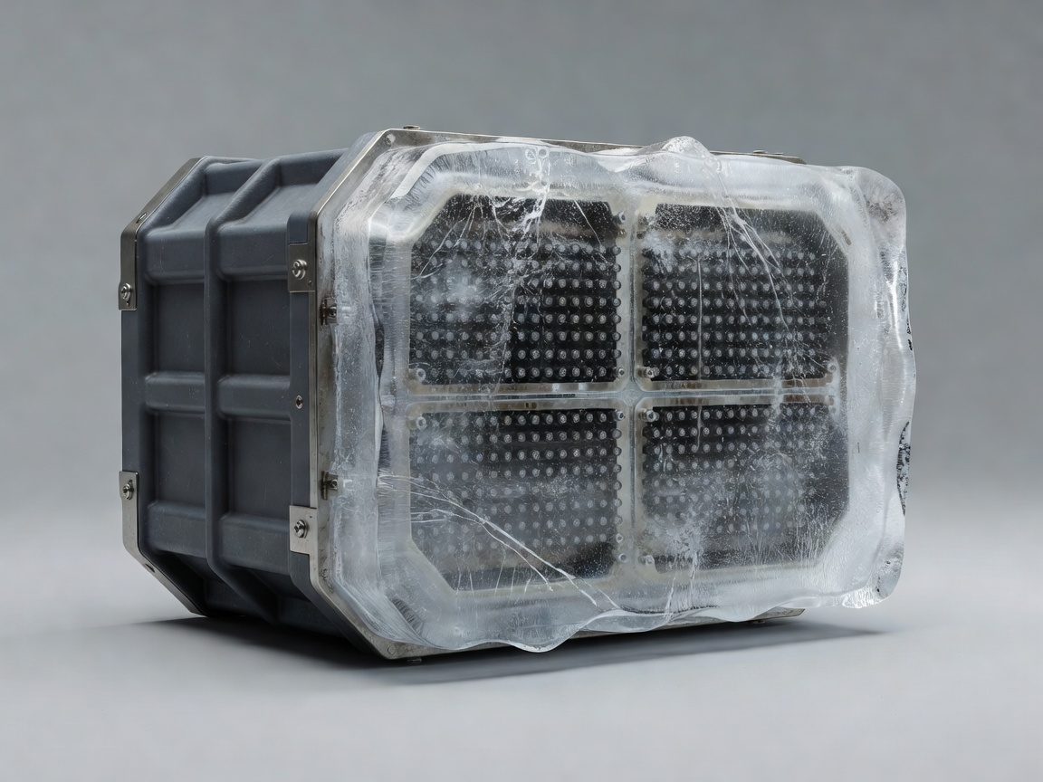 Soft-lit 3D render of a hull-mounted multibeam bathymetric sonar array on a plain background